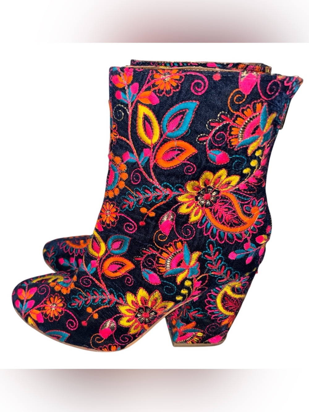 Naughty Monkey colorful embroidered boots 8.5